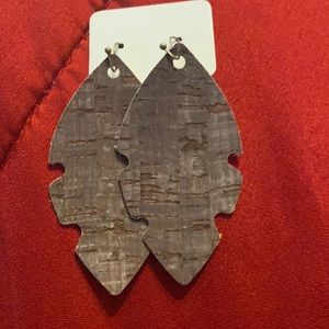 Dark cork leaf style earrings